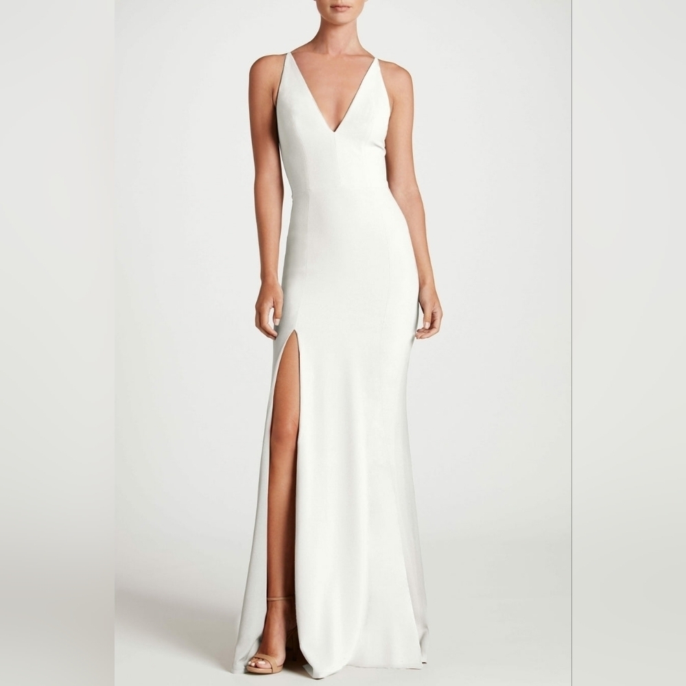 Dress the Population Iris Small Off white formal bridal floor length maxi slit